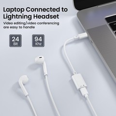 USB C to Lightning Headphone Audio Adapter, C Male White