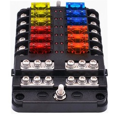 12 Way Blade Fuse Box Block Holder LED Indicator 12V Auto Marine Boat Waterproof