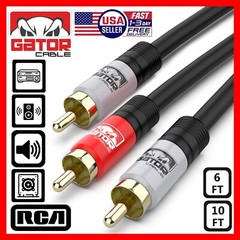 2 RCA to 1 RCA Male Subwoofer Audio Splitter Y Cable Stereo Bass Bi-Direction