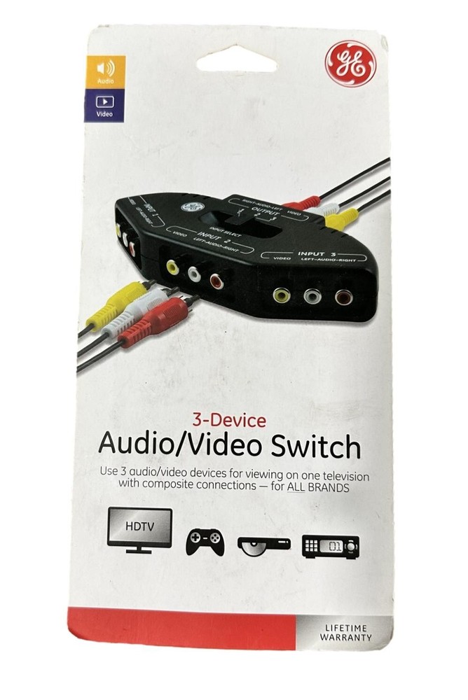 General Electric Black 3-Device Audio/Video Switch