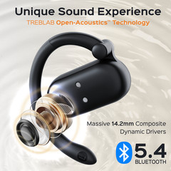 TREBLAB X-Open – True Open Ear Wireless Earbuds, Lightweight, 40H Playtime