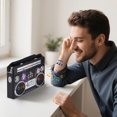 Portable Retro AM/FM/SW 3-Band Radio 4 Colors with Flashlight Bluetooth Boombox