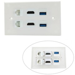 HDMI 2.0 Wall Plate 6 Port Wall Plate HDMI Ethernet USB 3.0 Adapter Panel Outlet
