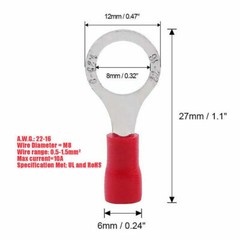 Wire Ring Terminals 22-16 12-10 AWG Crimp Connector Power Car Audio Ground Gauge