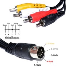 5 Pin Plug Din to 4 Male RCA Cable，RCA Male Plug to 5Pin Extension Adapter Pr…