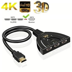 4K HDMI Switch 3 Port Splitter Cable Switcher HUB Adapter for HDTV PS4 Xbox PC