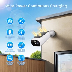 100% Wire-Free Solar Battery Security Camera 2K Wireless Outdoor camera