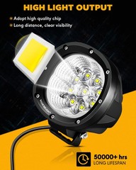 AUXBEAM 4″ 90W Round LED Work Light Bar 4WD Offroad Flood Pods Fog Driving Lamps