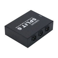 XLR Splitter Box Horizontal Parallel Distributor Audio Splitter 1 IN 6 OUT Black