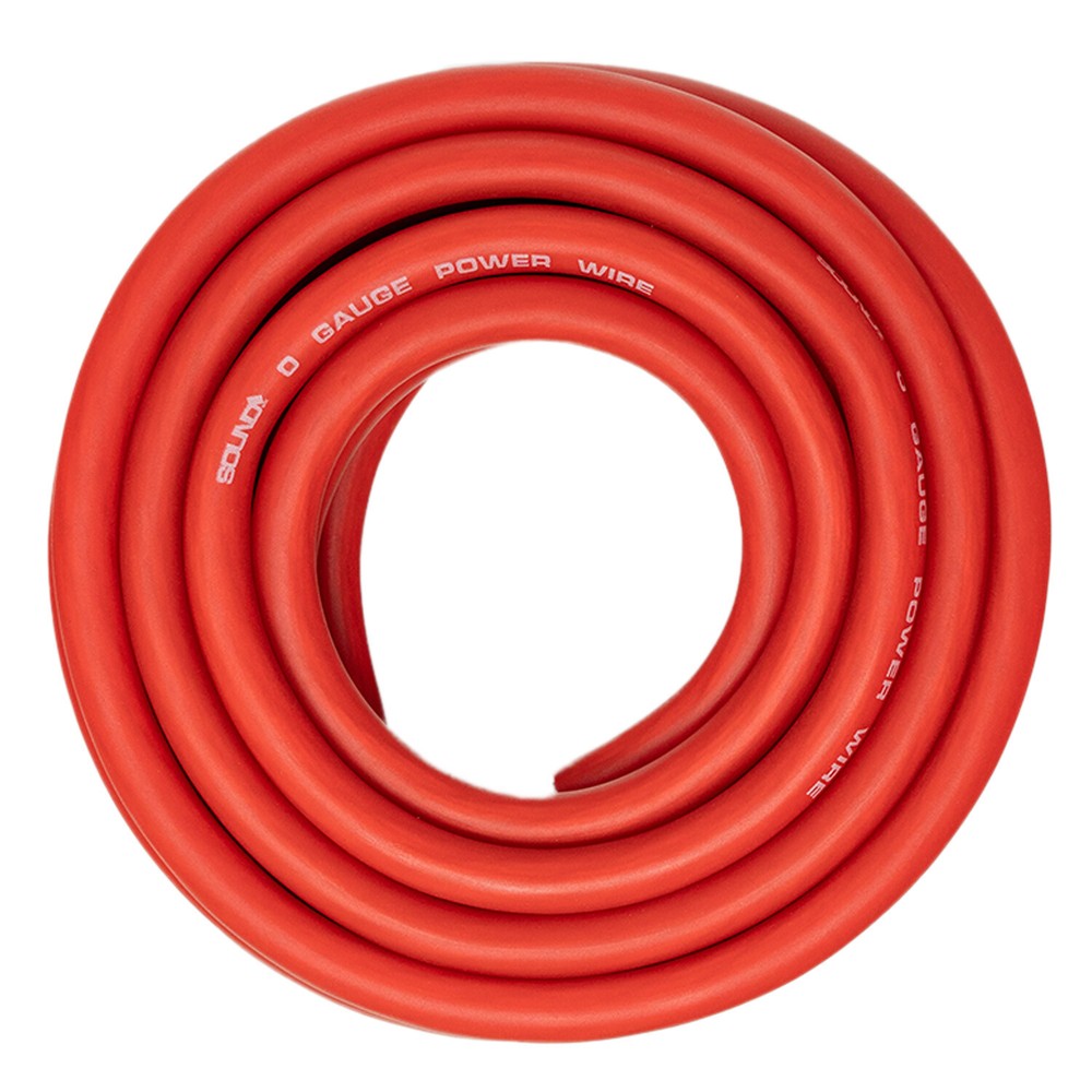 SoundBox CW0-25R, 0 Gauge 25′ CCA Amplifier Power / Ground Amp Wire Roll, Red