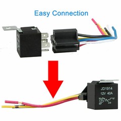 5 Pack 12V 30/40 Amp 5Pin SPST Automotive Relay w/Wires & Harness Socket Set