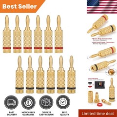 6 Pairs 24K Gold Banana Plugs for Secure Speaker Connections – Pure Copper