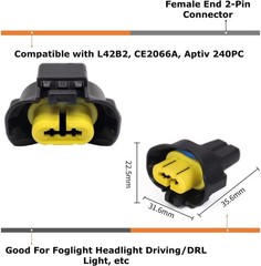 Pair OE-Spec 2-Pin H11/H8 Female End, Fog Light Connector Plugs with Lead Pig…