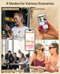 AI Translation Earbuds Real Time Translator for 144 Languages, iOS Android