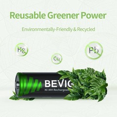 BEVIGOR AA Rechargeable Batteries 2800 mAh High Capacity 1500 Cycle, 1.2V NiMH..