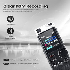 WUCOTC Digital Voice Recorder 264GB Voice Activated MP3 Playback Black