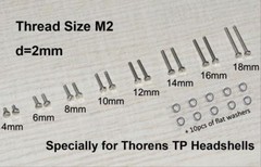 M2 4-18mm Fixing Screws+Flat Washers Set Cartridge Mounting Thorens TP Headshell