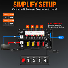 4 Gang Switch Panel LED Light Circuit Control Relay System Box Truck Offroad