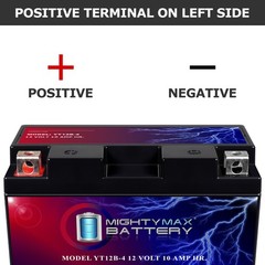 Mighty Max YT12B-4 SLA 12V 10AH Battery for Yamaha 650CC XVS650 V-Star 1998-2011