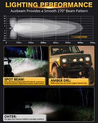 Auxbeam V-max 4″ LED Pods Work Lights Bar Cube Driving Lamp + Black Amber Covers