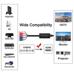 Component to HDMI Converter, YPbPr/RGB+R/L to HDMI Converter Adapter, Support 72