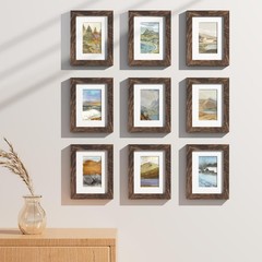 Vittanly 6×8 Picture Frame, Display Pictures 4×6 with Mat 6×8, Rustic Brown