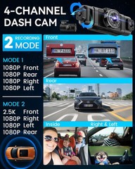 4Channel 360Degree Dash Camera with 128GB Card