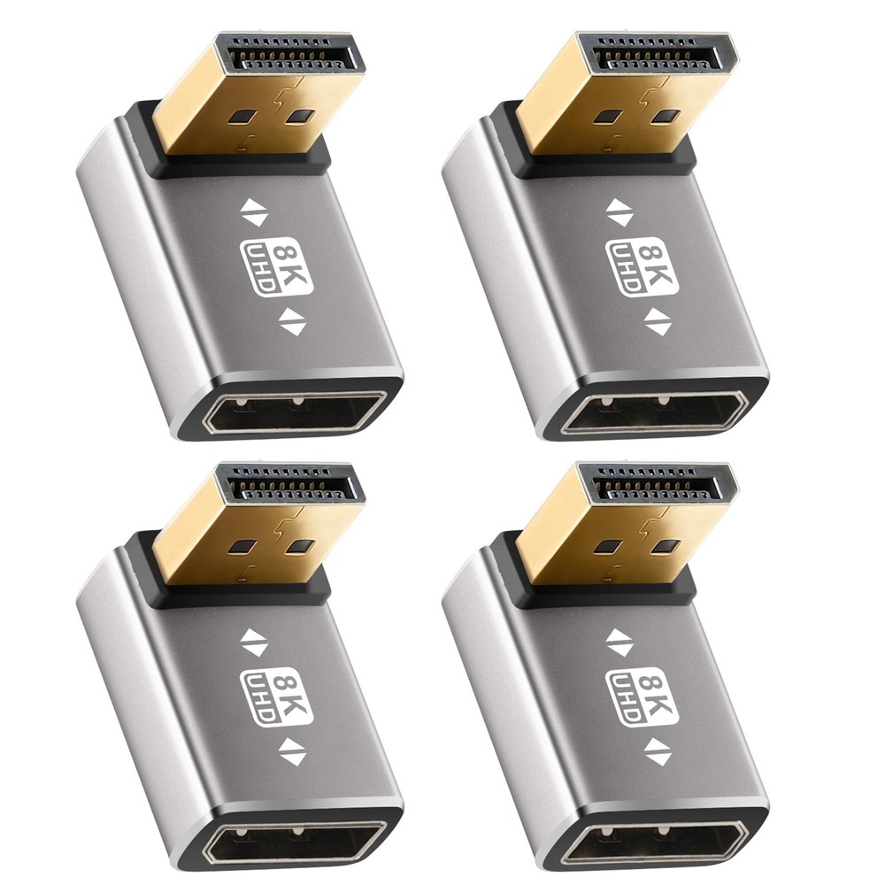 Togconn 8K 90 Degree DisplayPort 1.4 Adapter 4-Pack, (Up and Down) Right Angl…