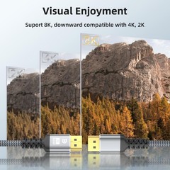 8K DisplayPort Cable,DP 1.4 Cable 25ft(8K@60Hz,4K@144Hz,2K@240Hz) Support 32.4Gb