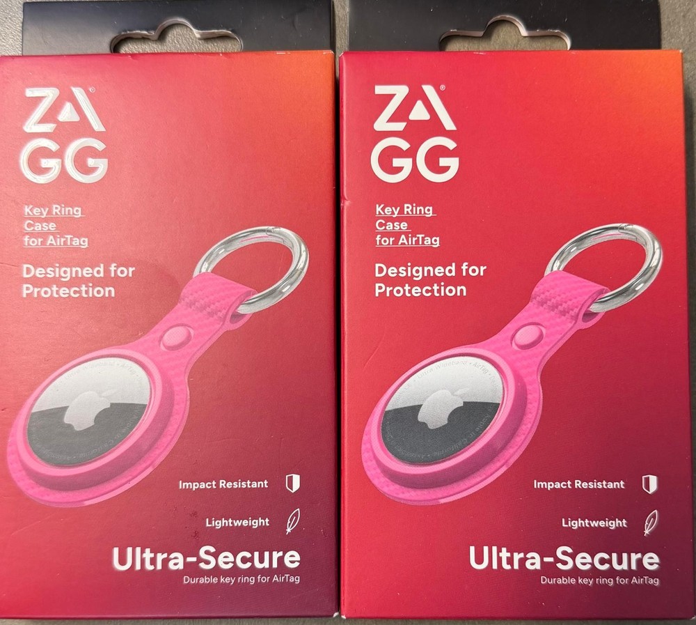 2 Pack Zagg Key Ring Case for Airtag Ultra Secure “Brand New” MAGENTA