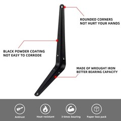 20 Pcs Shelf Brackets 8 Inch, Floating 8 x 6 inches -20 Pack, Black