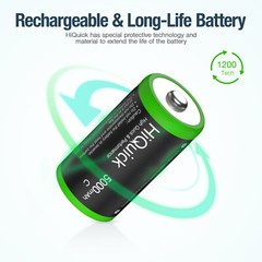 HiQuick C/ D Cell Rechargeable Batteries Pack 1.2V NiMH / Battery Charger LOT