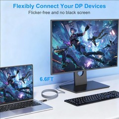 2 PCS DisplayPort 2.1 Cable 6.6 FT DP 16K@60Hz 8K@120Hz 4K@240Hz 54Gbps PC