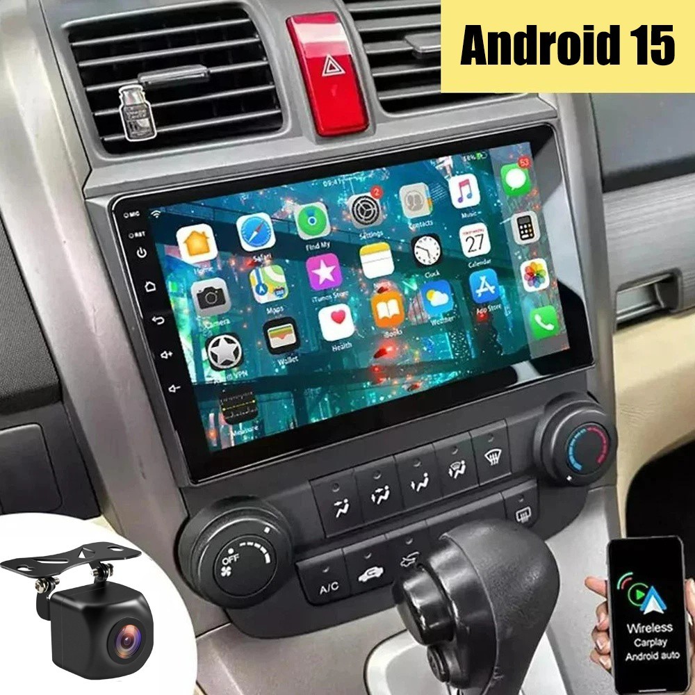 For Honda CRV 2007-2011 Carplay Android 15 Car Stereo Radio Navi GPS+Camera 64GB