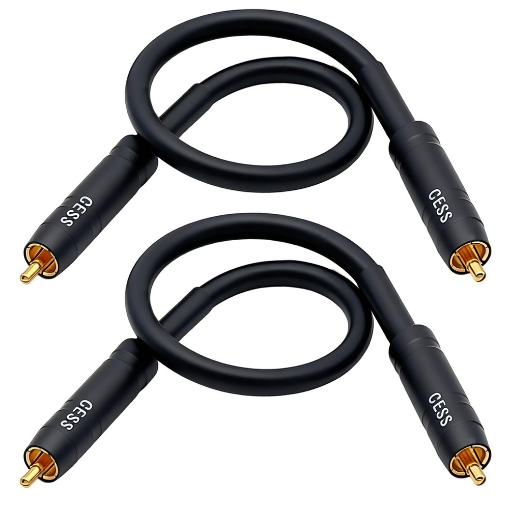 2 PCS 1 ft RCA Preamp Jumper Cable Male to Male 12AWG Soft Link Audio Cord