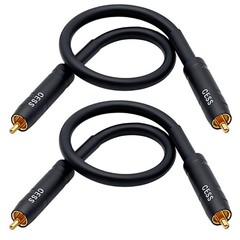 2 PCS 1 ft RCA Preamp Jumper Cable Male to Male 12AWG Soft Link Audio Cord