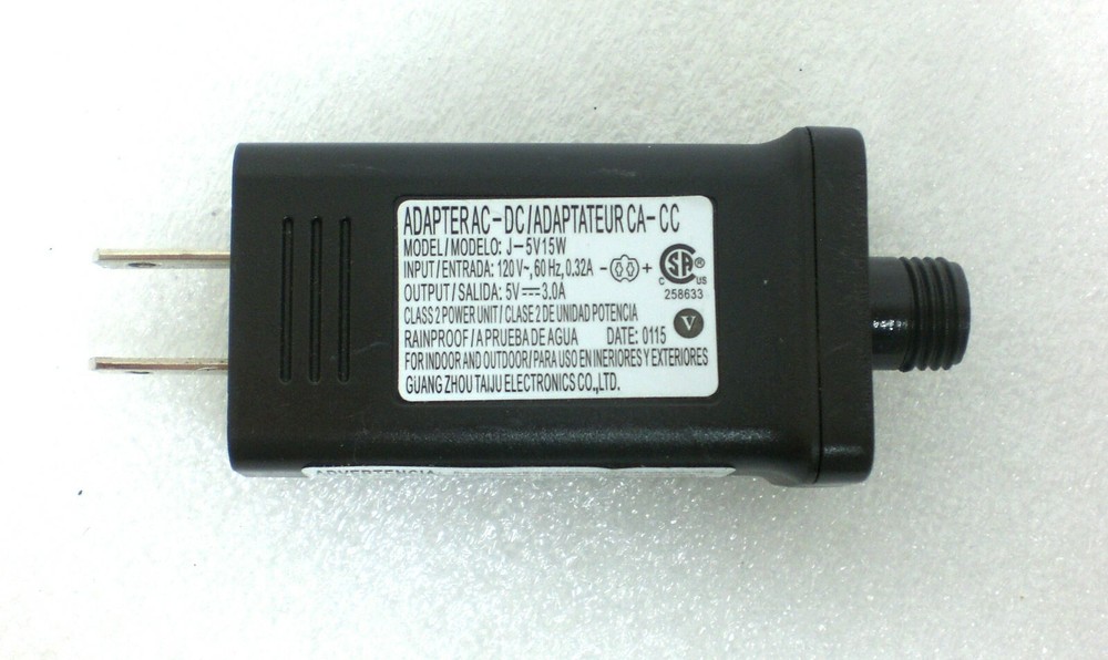 Transformer DC Adapter AC/DC Model J-5V15W 120v Input, 5V DC 3.0A Output #43