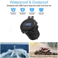 12V-24V PD+QC3.0 Dual USB Car Fast Charger Power Socket Outlet LED Voltmeter Lot