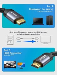 4K DisplayPort to HDMI Cable 10FT JSAUX DP to HDMI Male Video UHD 2K@120Hz4K NEW