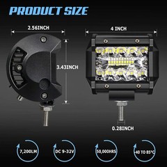 4X 4″inch LED Work Light Bar Combo Spot Offroad Truck SUV ATV Driving Fog Pods
