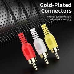 100FT RCA Composite AV Cable 3RCA to 3RCA, Gold Plated, for TV, DVD, Speaker, Am