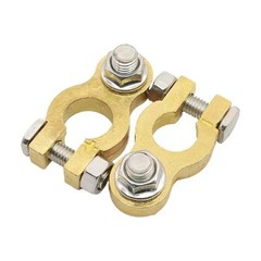Universal Brass Battery Terminal Connectors, Top Post Boat RV Vehicles (1 Pair)