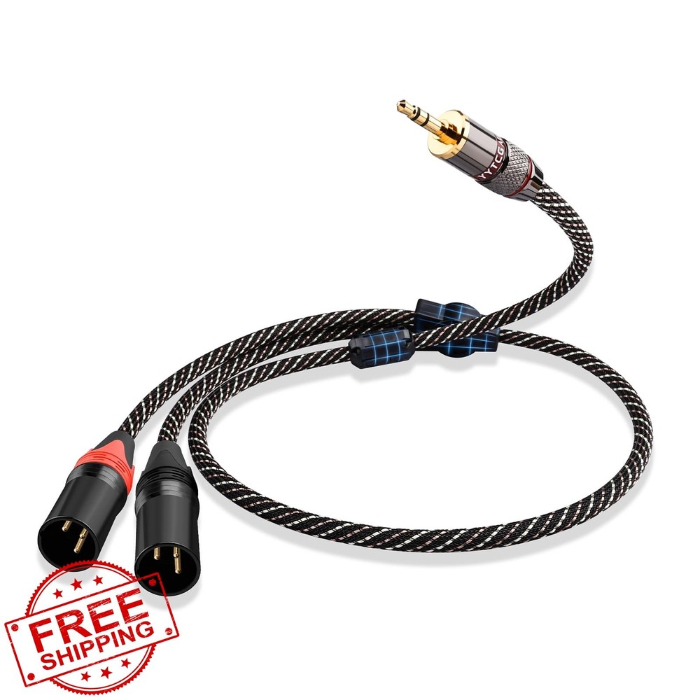 YYTCG 3.5mm to Dual XLR Male Y Splitter Cable 1.64ft Gold Plugs