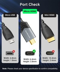Micro HDMI to HDMI Cable (6FT, 4K@60Hz HDR, Male to Male, 3D, 18Gbps Braided …