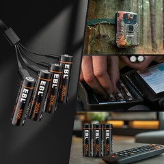 EBL Rechargeable 1.5V AA AAA Lithium Batteries USB Charging Li-ion Battery Lot