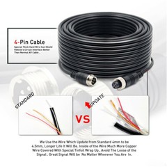 15M 4Pin Connector Cable Waterproof for Truck Van Trailer CCD Rear View Camera