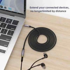 4 Pole 3.5Mm Stereo Jack Male to Female Aux Extension Cable, 8FT
