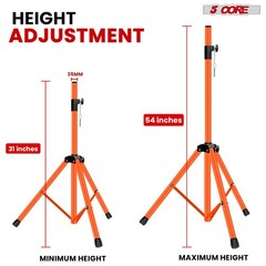 5 Core Speaker Stand Adjustable 31 to 54″ PA DJ Tripod Heavy Duty w 35mm Mount