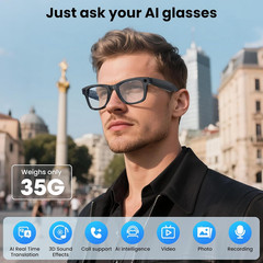 AI Smart Glasses 4K HD Camera, BT Call, 800W Anti-Shake Camera Glasses with Vide