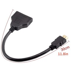 11.8 In HDMI Cable Adapter Male To Dual Female 2.0 Converter 1 in 2 out Splitter